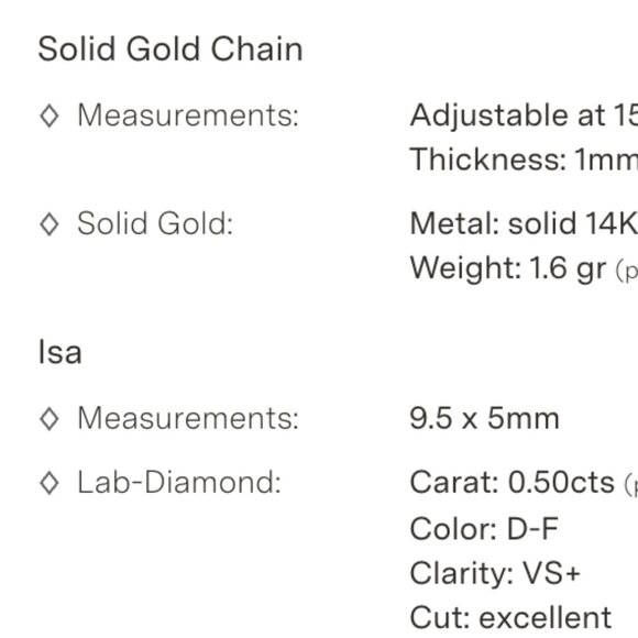 IDYL solid 14 white gold with 0.5 carat lab grown diamond necklace - Picture 4 of 8